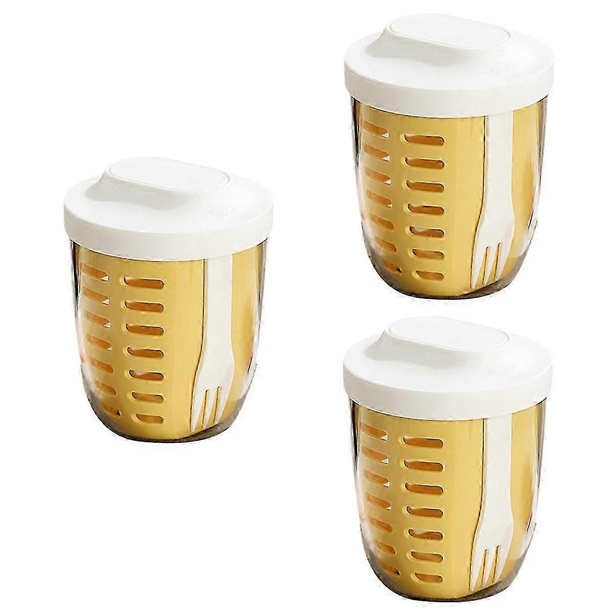 Salad cup, picnic fruit cup, double-layer drain cup,yellow