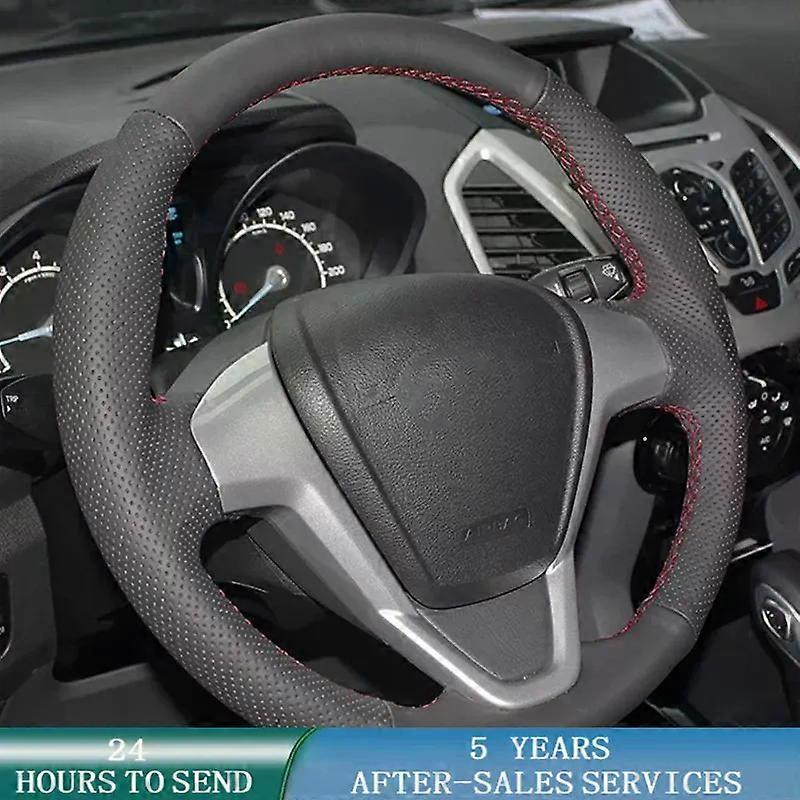 Customized Car Steering Wheel Cover Anti-Slip Leather Original Steering Wheel Braid Suitable for d Fiesta 2008-2013 Auto Interior