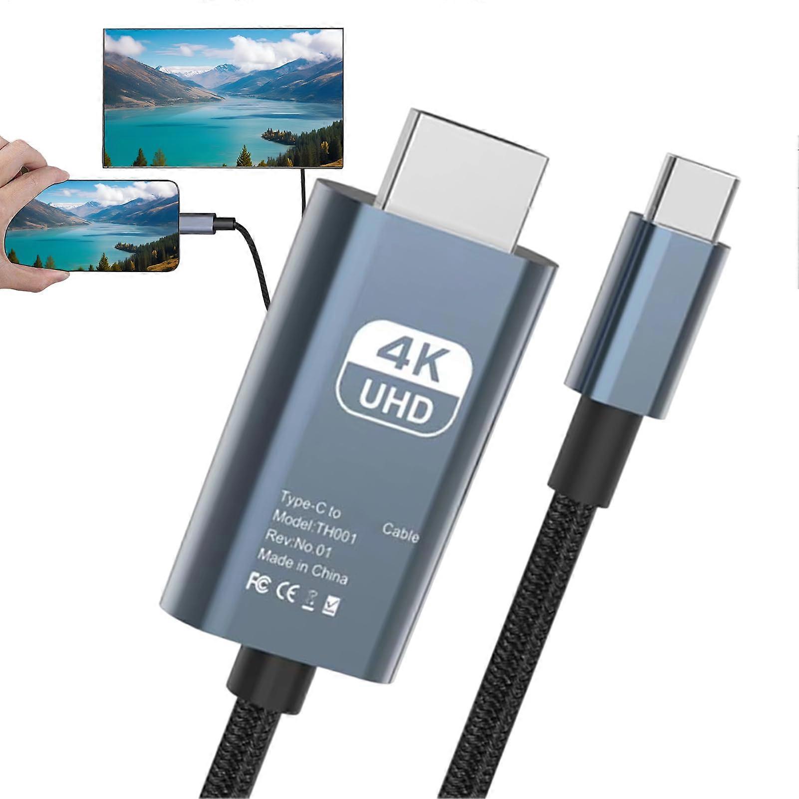 USB C To HDTV Adapter 4K60Hz USBC To HDTV Cord For Laptop Projector Monitor Classroom Teaching Conference Presentations