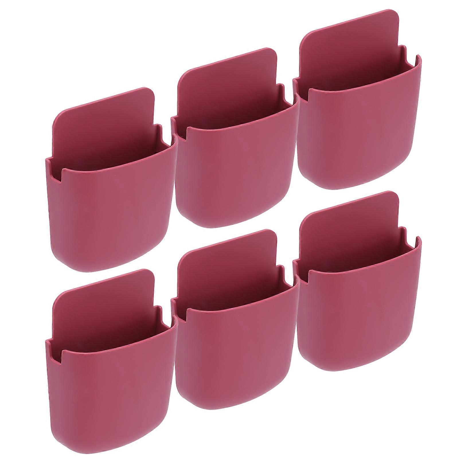 6 Set Wine Red Wall Mounted Remote Control Holder 11.3x9cm Organizer