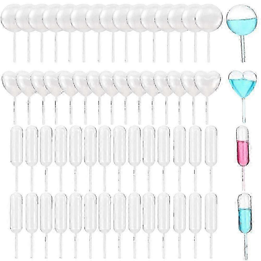 200 Pcs Mini Cupcake Pipettes, Disposable Plastic Liquid Transfer Droppers, Heart/Round/Rectangular