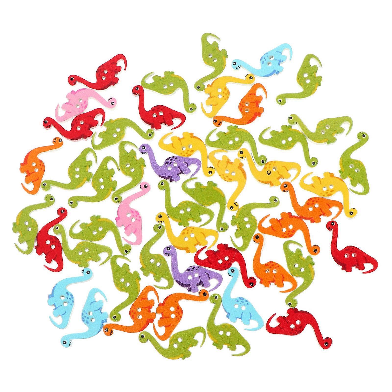 Creative Wood Dinosaur Buttons for Sewing 100Pcs Decorative Cartoon Style