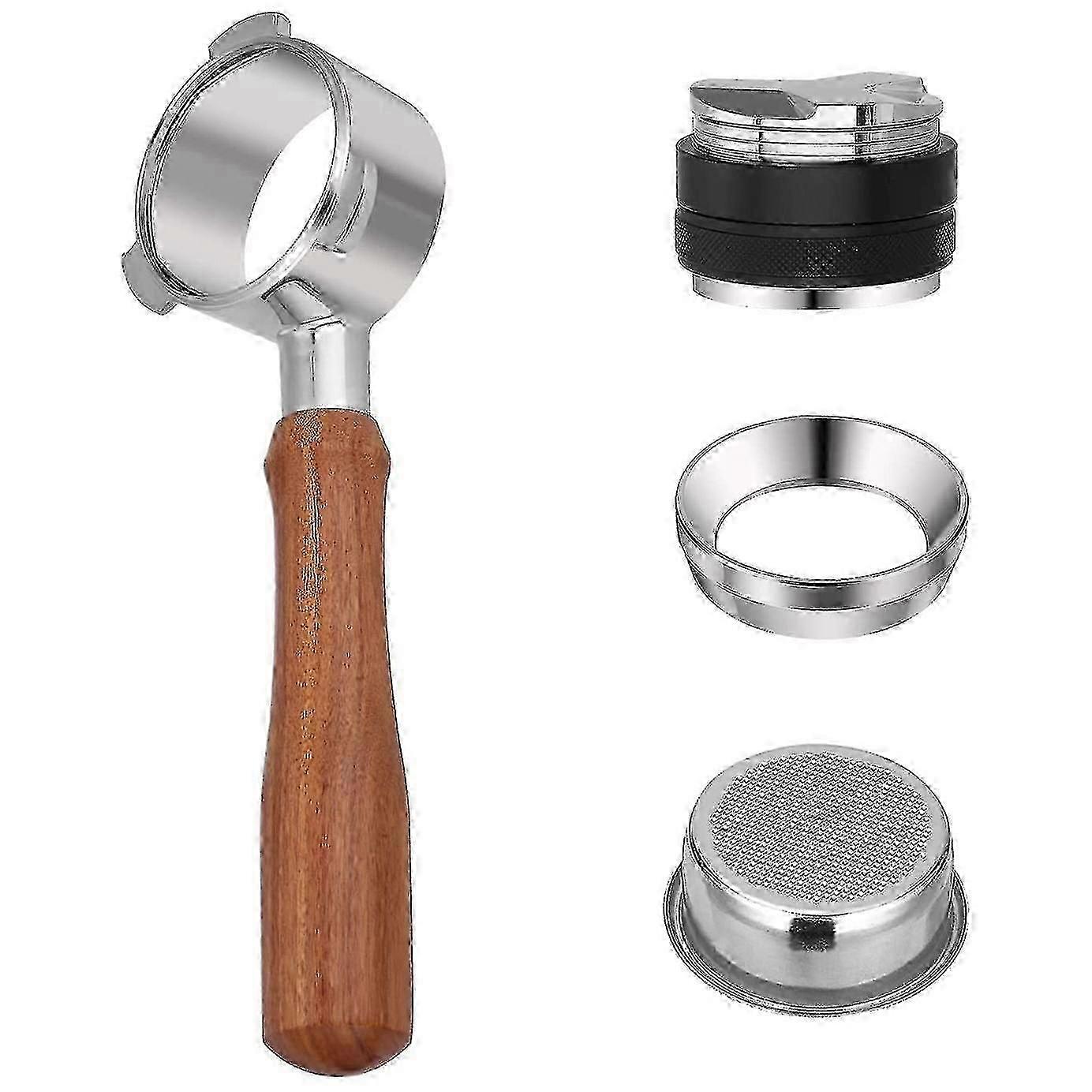 54mm Bottomless Portafilter for 8 Series, Stainless Steel Espresso Portafilter with Wood Handle