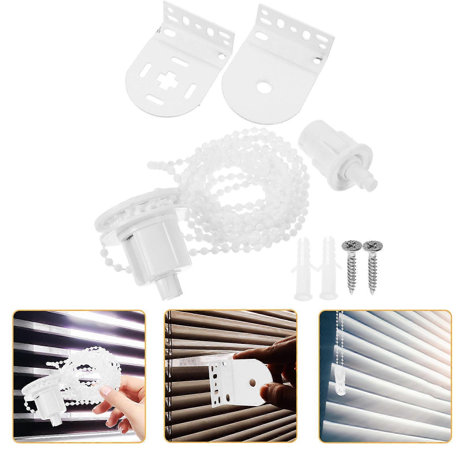 Roller Blind Fittings White Bracket with Beads Chain Replacement 3Sets