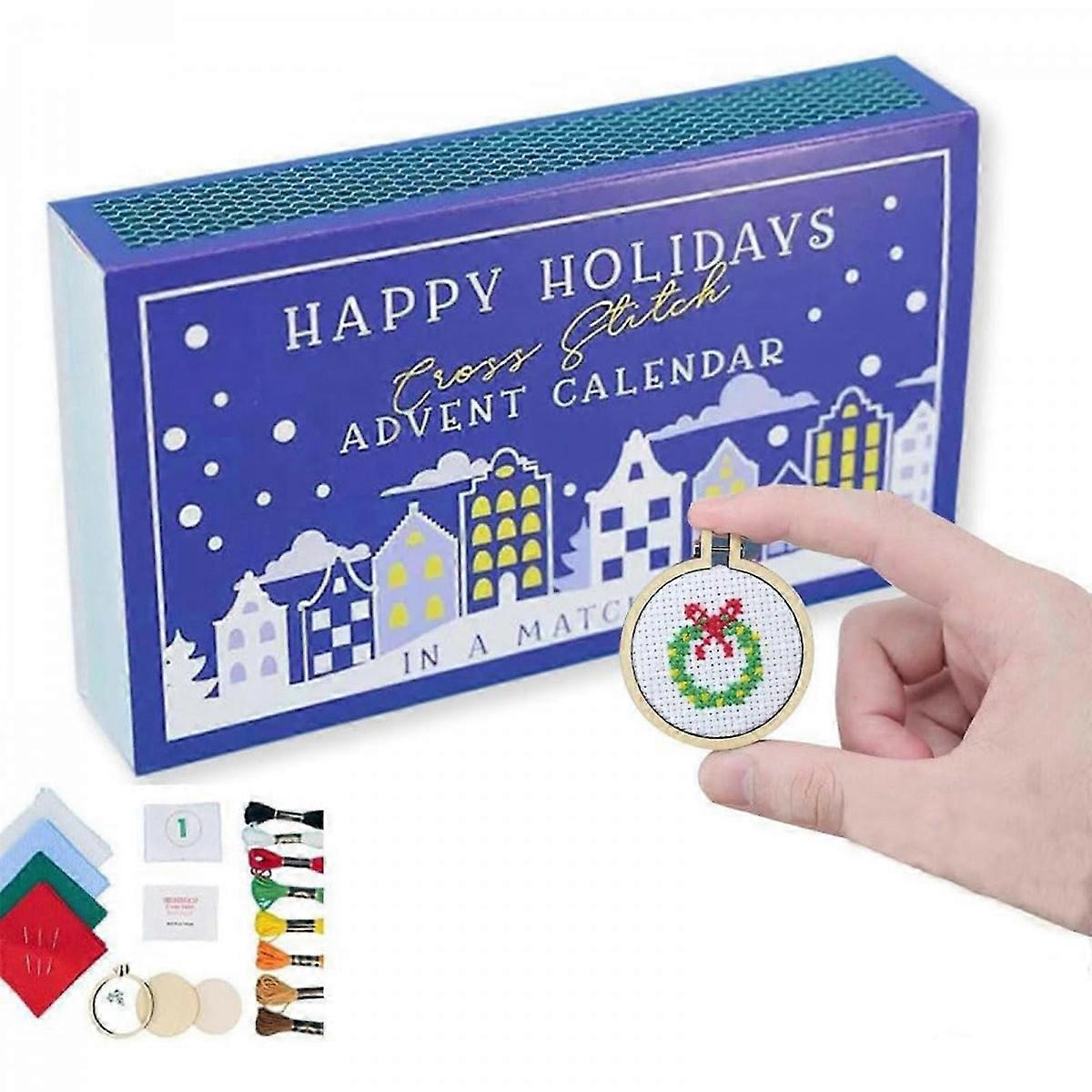 Christmas Cross Stitch Advent Calendar Embroidery Kit for Beginners&Craft Lovers