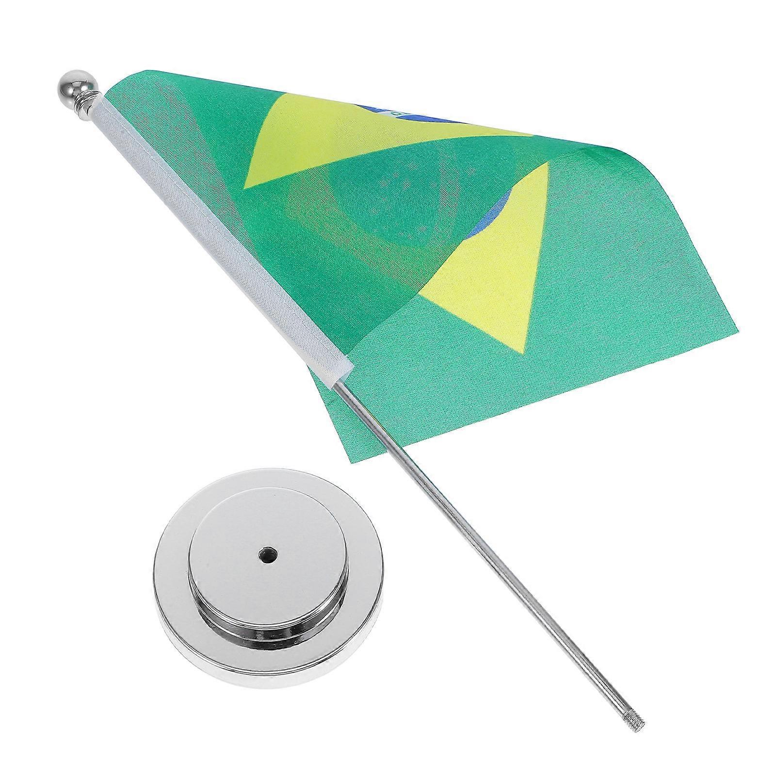 Brazil Desk Flag for Decoration 2Pcs Small Flags with Base for Home Use