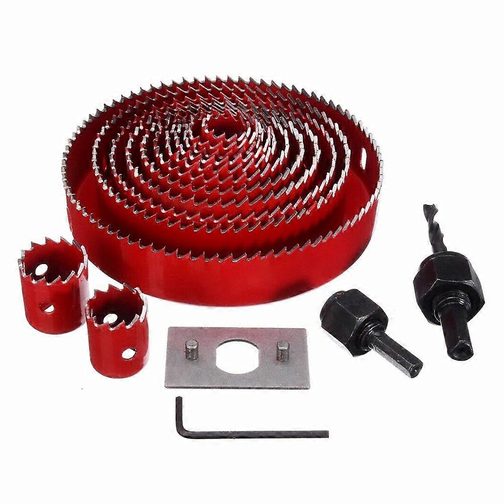 Removable Hole Cutter Set For Woodworking Projects 16Pcs Red Metal