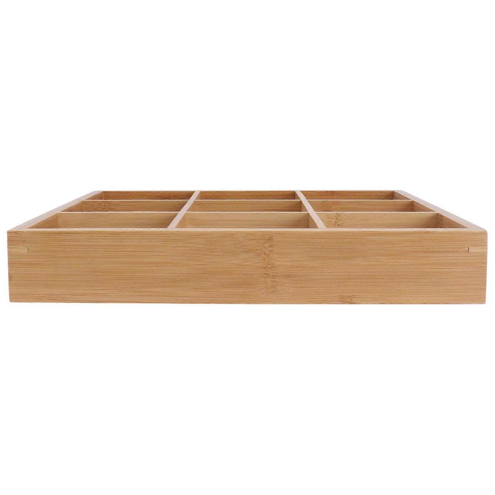 Compartment Trays Bamboo Material Nine Grids Tray Environment-Friendly Kitchen Multifunctional 13×13×2in 1Set