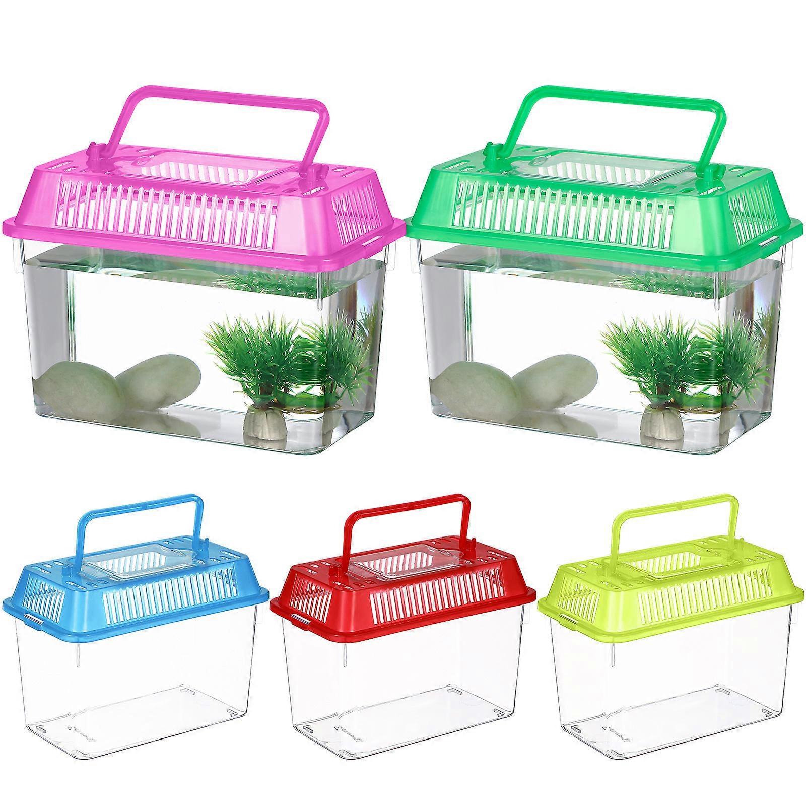 Plastic Handheld Fish Tank Aquarium For Turtle Goldfish Hamster Assorted Color Compact Easy Cleaning 15Pcs
