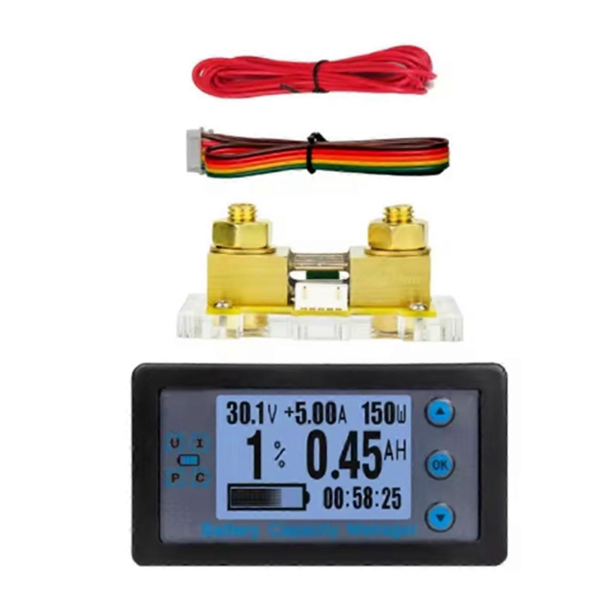 Energy Meter 100A Ammeter Voltmeter Wattmeter Digital Multimeter 8-120V Battery Tester with Shunt