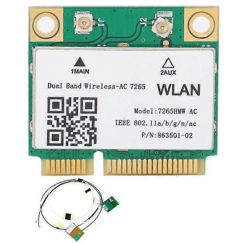 Wireless Network Card Dual Band 7265HMW 802.11AC Mini PCIE WiFi BT4.2 Adapter 2 Antenna