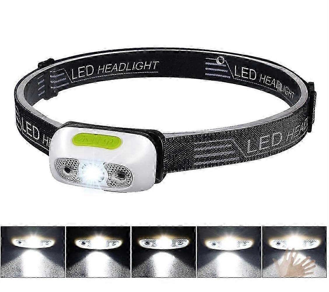 LED head torch,USB mini headlight with sensor for running,climbing,hiking,fishing