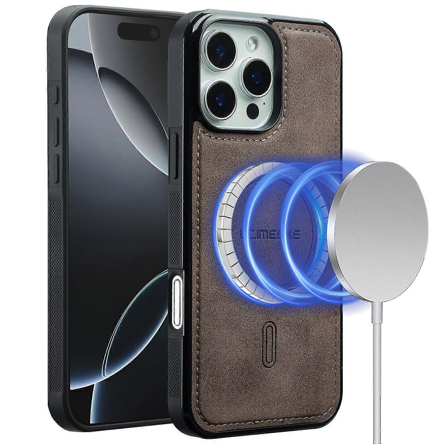 LC.IMEEKE L6 For iPhone 13 Pro Case PU Leather Coated PC TPU Phone Cover Compatible with MagSafe