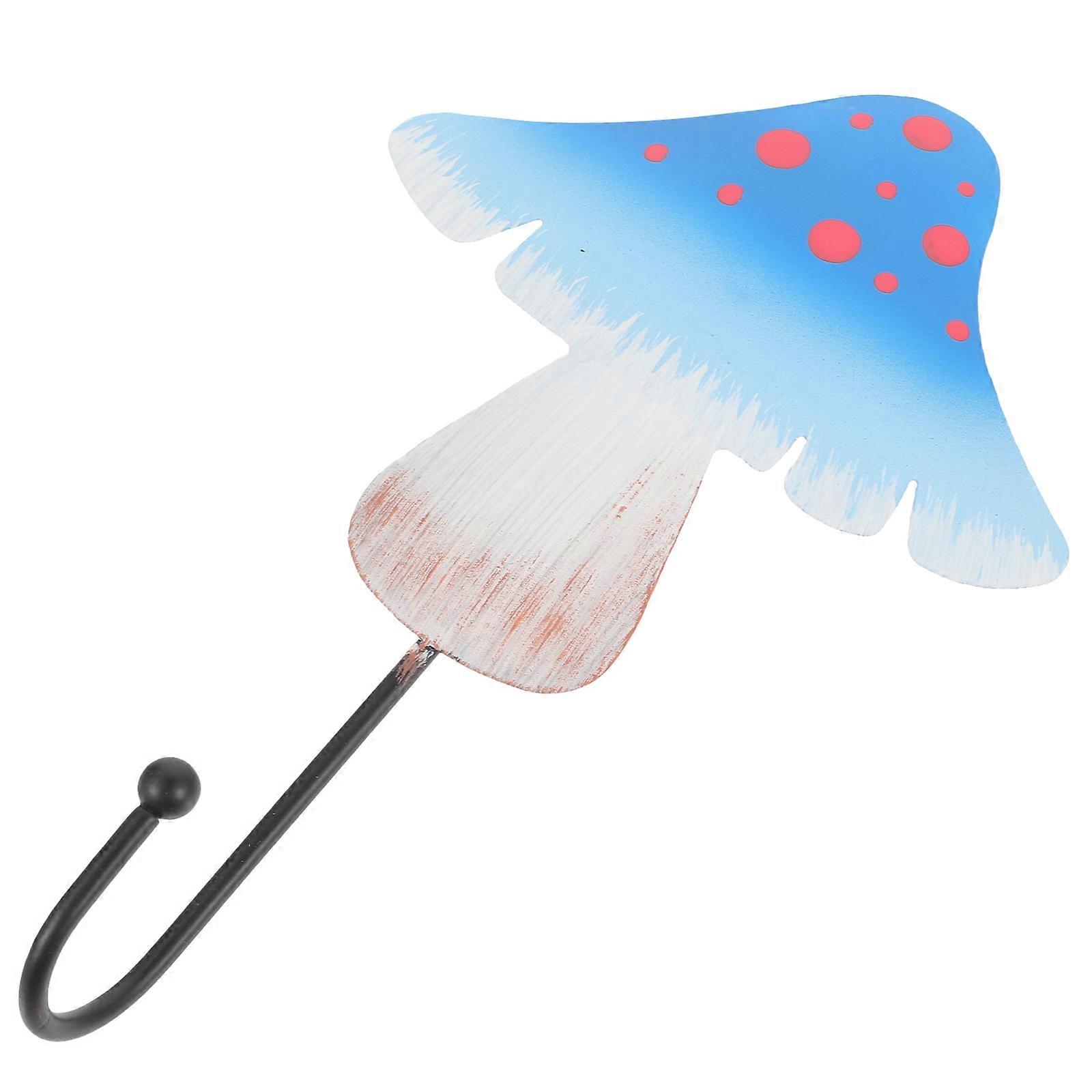 Wall Metal Hook Creative Mushroom Shaped Coat Hook for Storage 5Pcs Blue