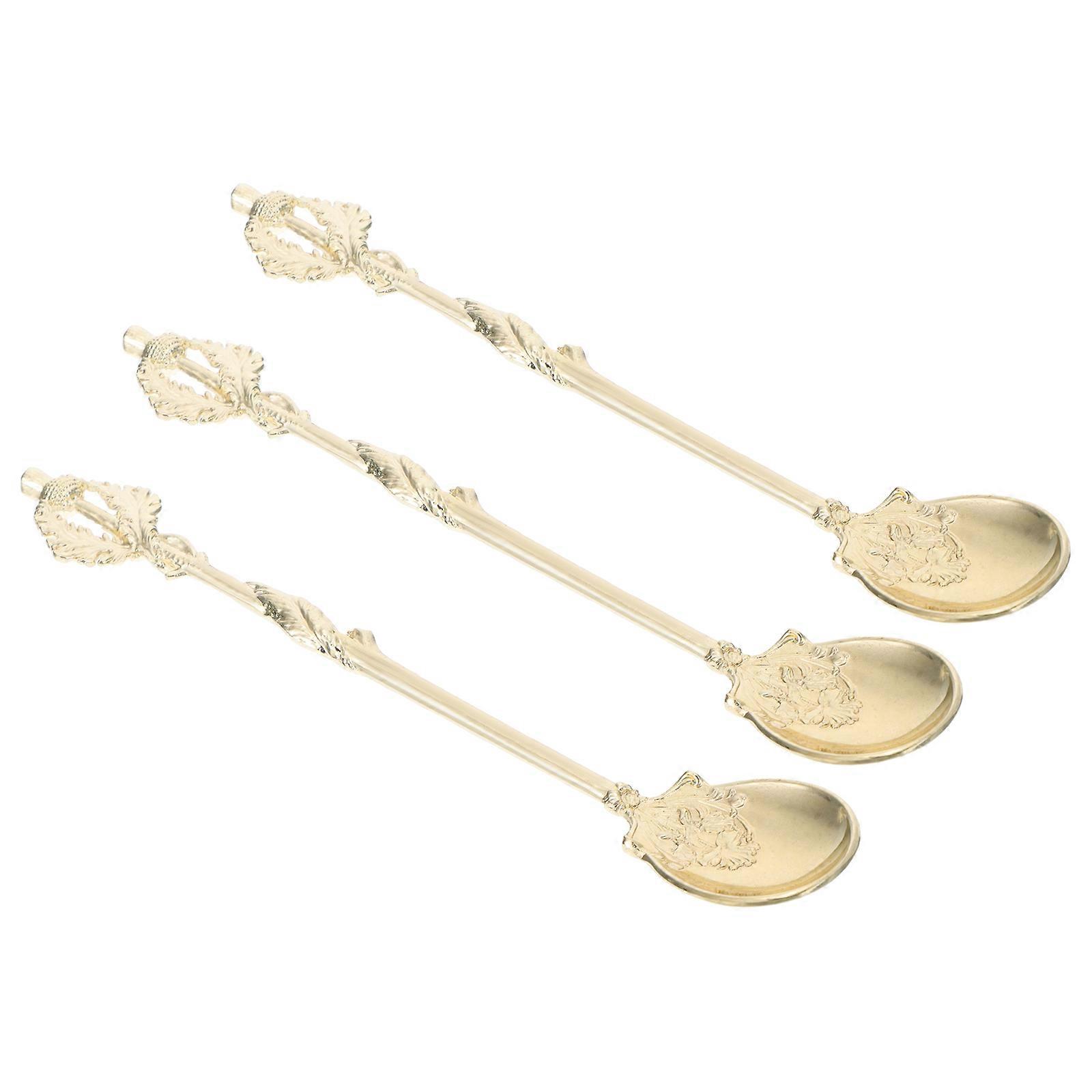 Coffee Scoops Zinc Alloy Spoons for Home Use 15Pcs Golden Spoons