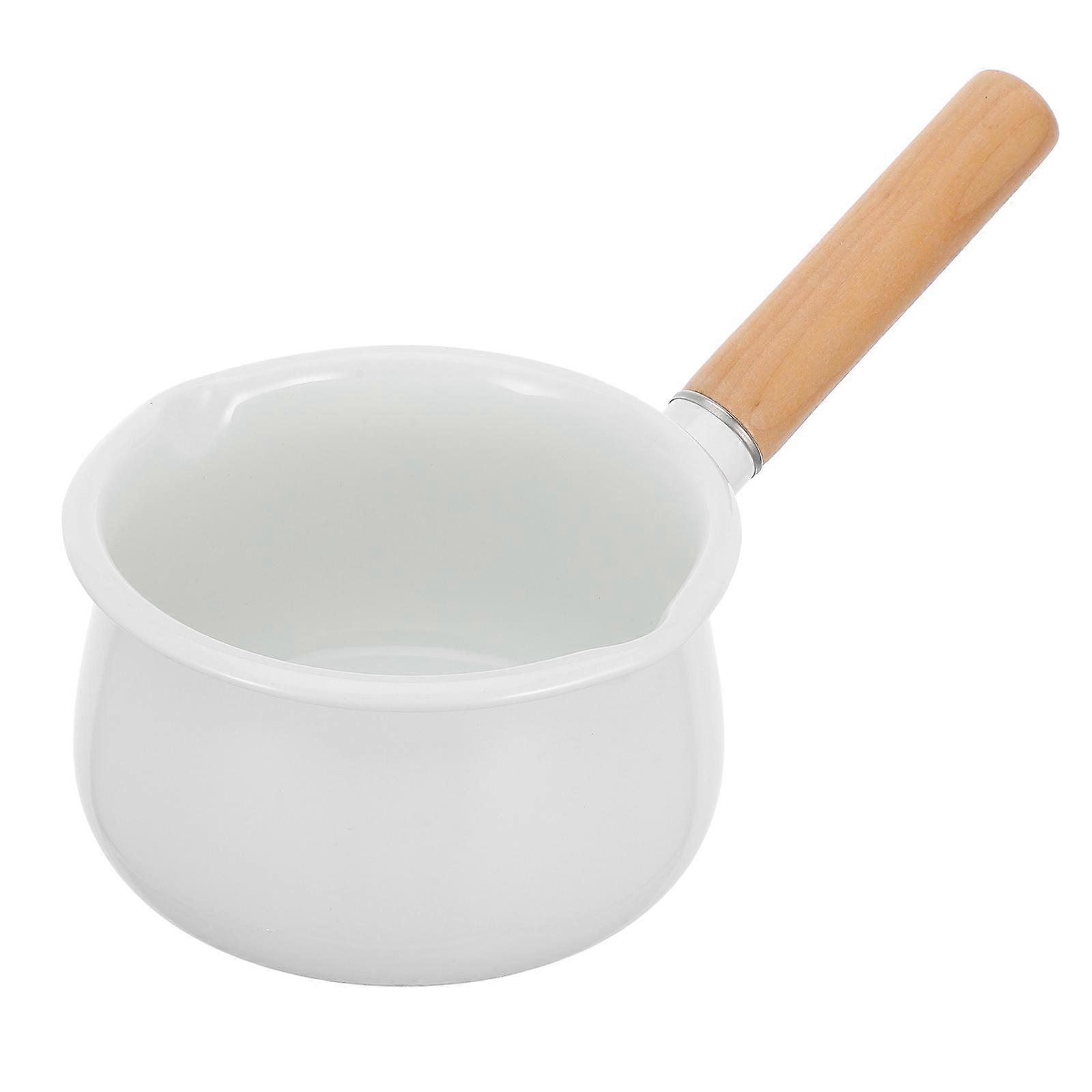 Enamel Pot Wooden Handled Pot for Cooking Soup 1 Piece