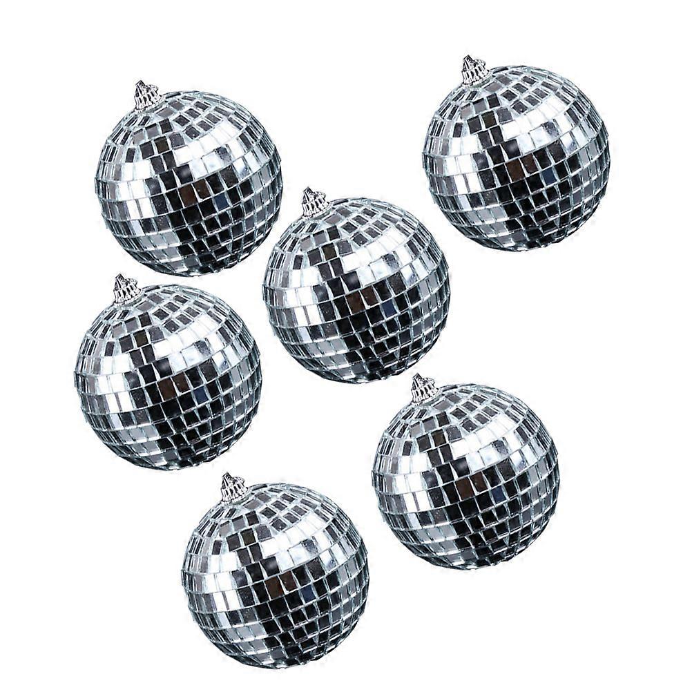 Disco Ball Hanging Party Decorations Silver Sphere Spotlight Compatible 6Pcs