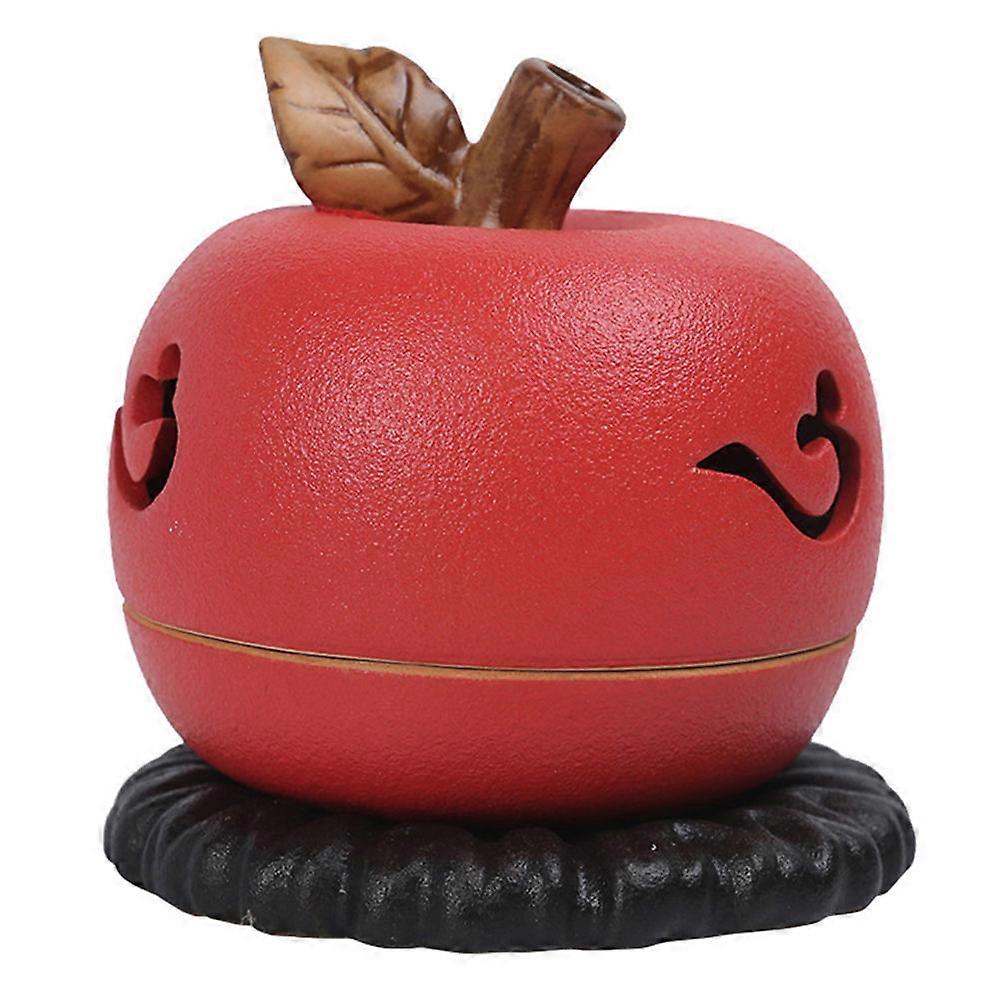 Apple Incense Burner for Tabletop Decor 3Pcs Red Ceramic Ornament
