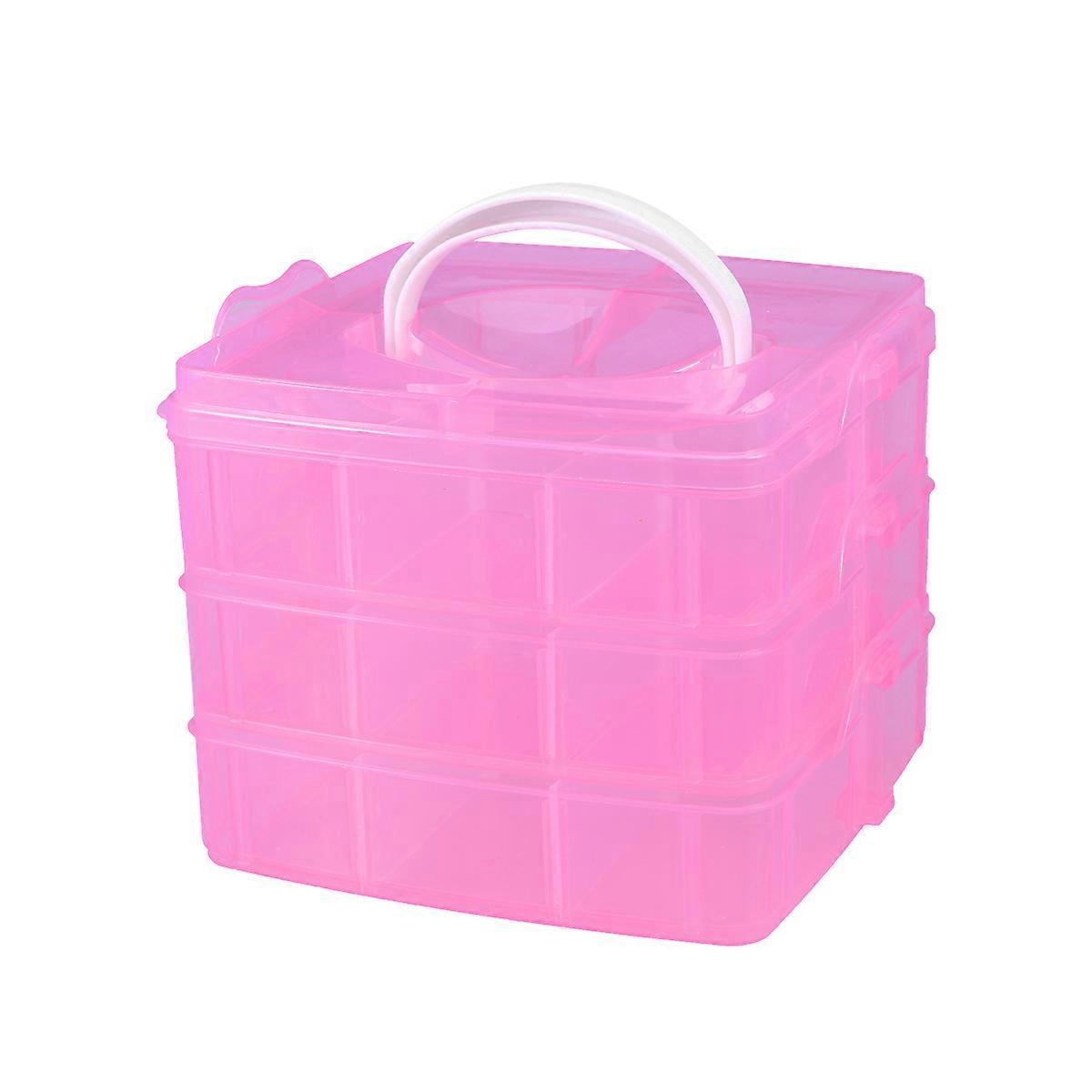Pink Small Three-Layer Storage Box for Children's Toy Accessories 2Pcs