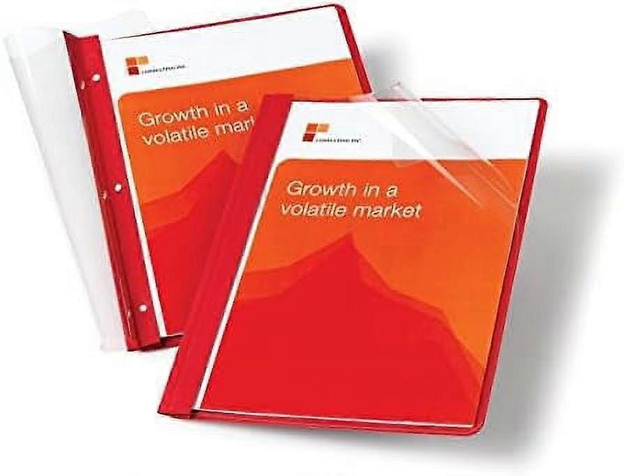 2pcs Leatherette Clear-Front Report Covers, Red, Pack Of 10, OD55881