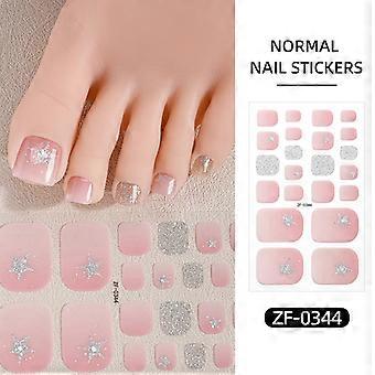 Gradient French Onion Powder Toenail Stickers, Hot Stamping Waterproof Laser Nail Art Decals with Nail File
