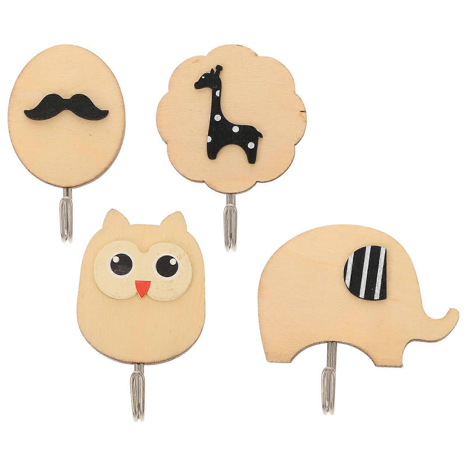 Wall Hooks Decorative Wood Adhesive Wall Hooks for Hanging 12Pcs Multi Use