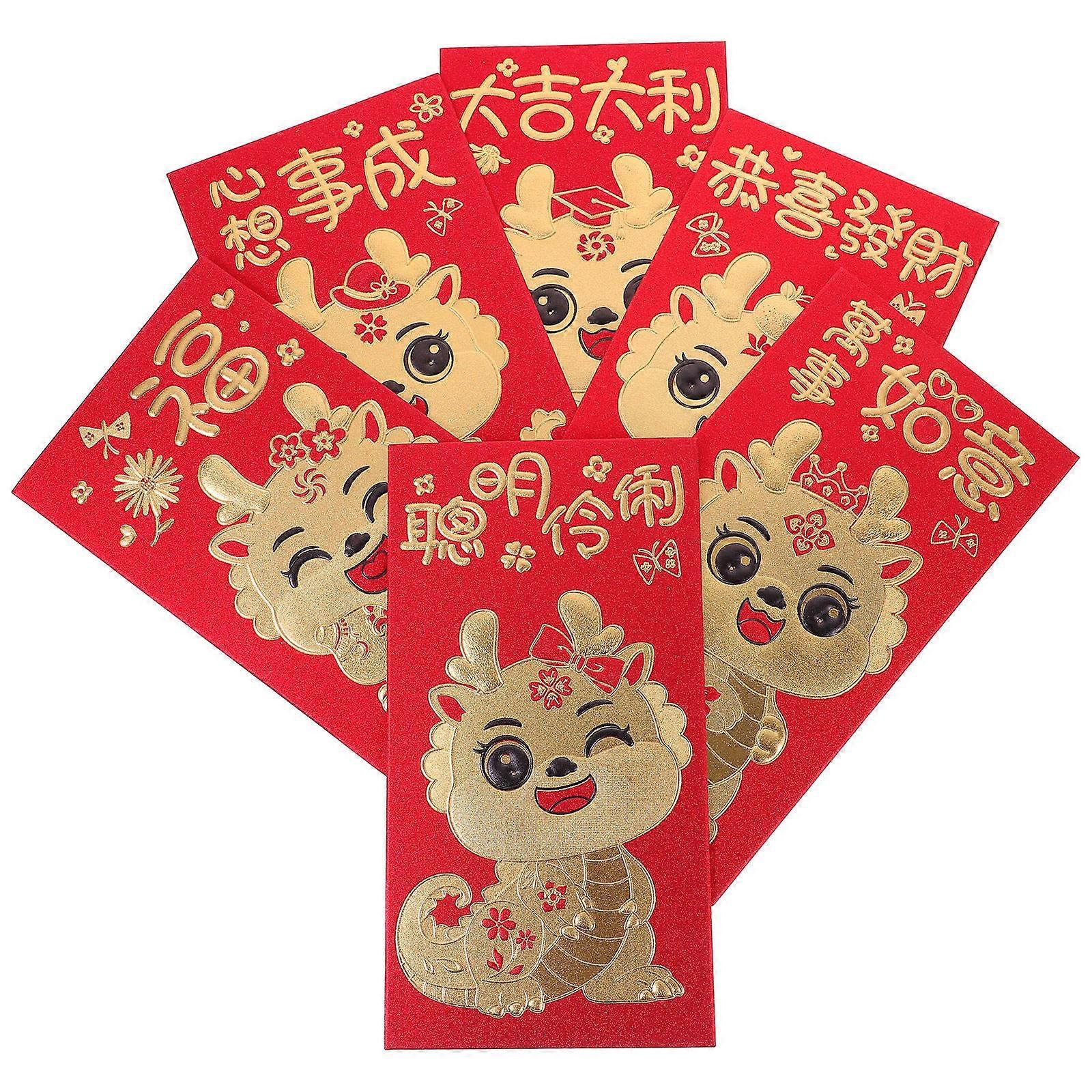Paper Red Envelope Cartoon Dragon Pattern Envelope for Storage 24Pcs
