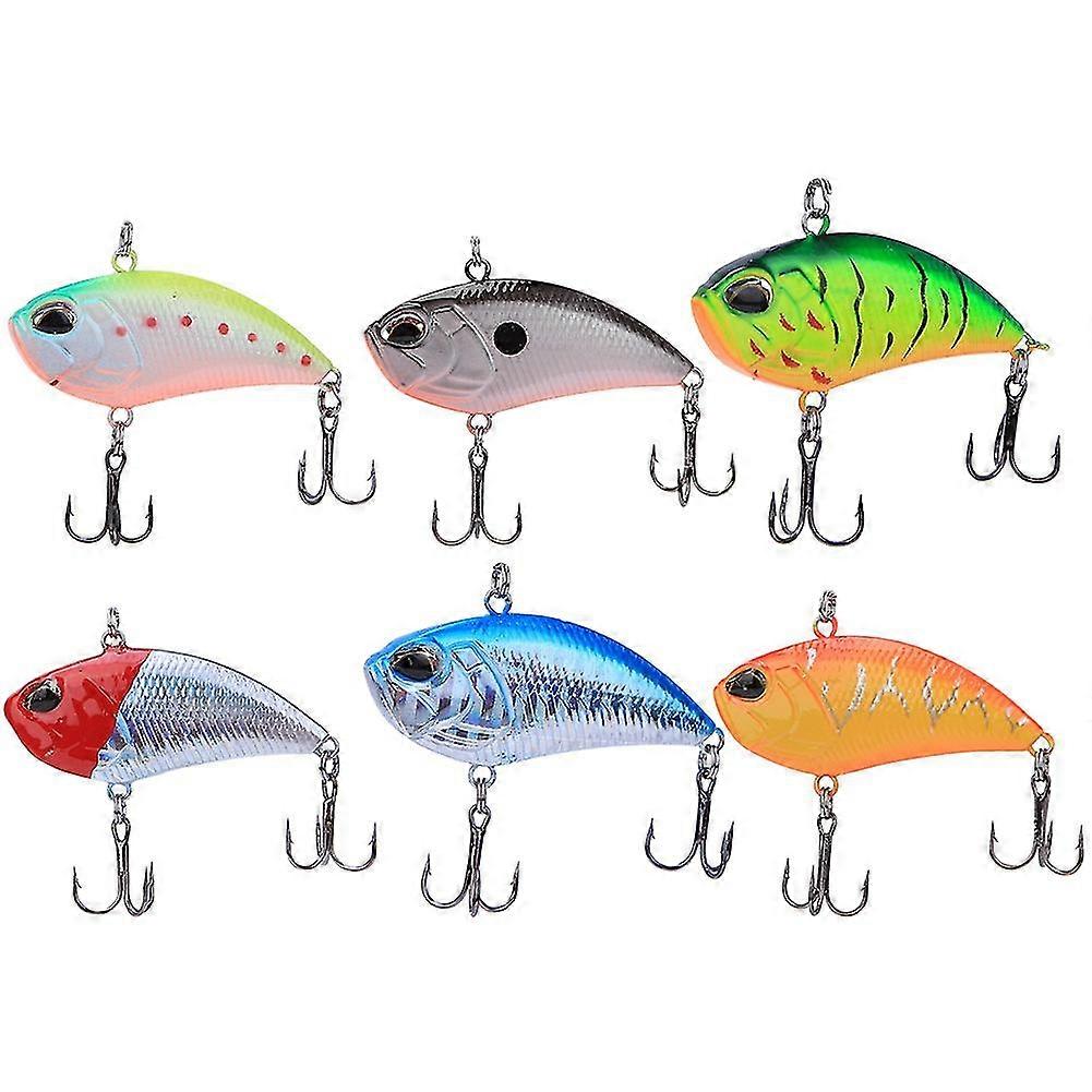 25-26 6PCS VIB Vibration Plastic Built-in Steel Ball Lifelike Artificial Bait Fishing Lure Swimbait Accessory