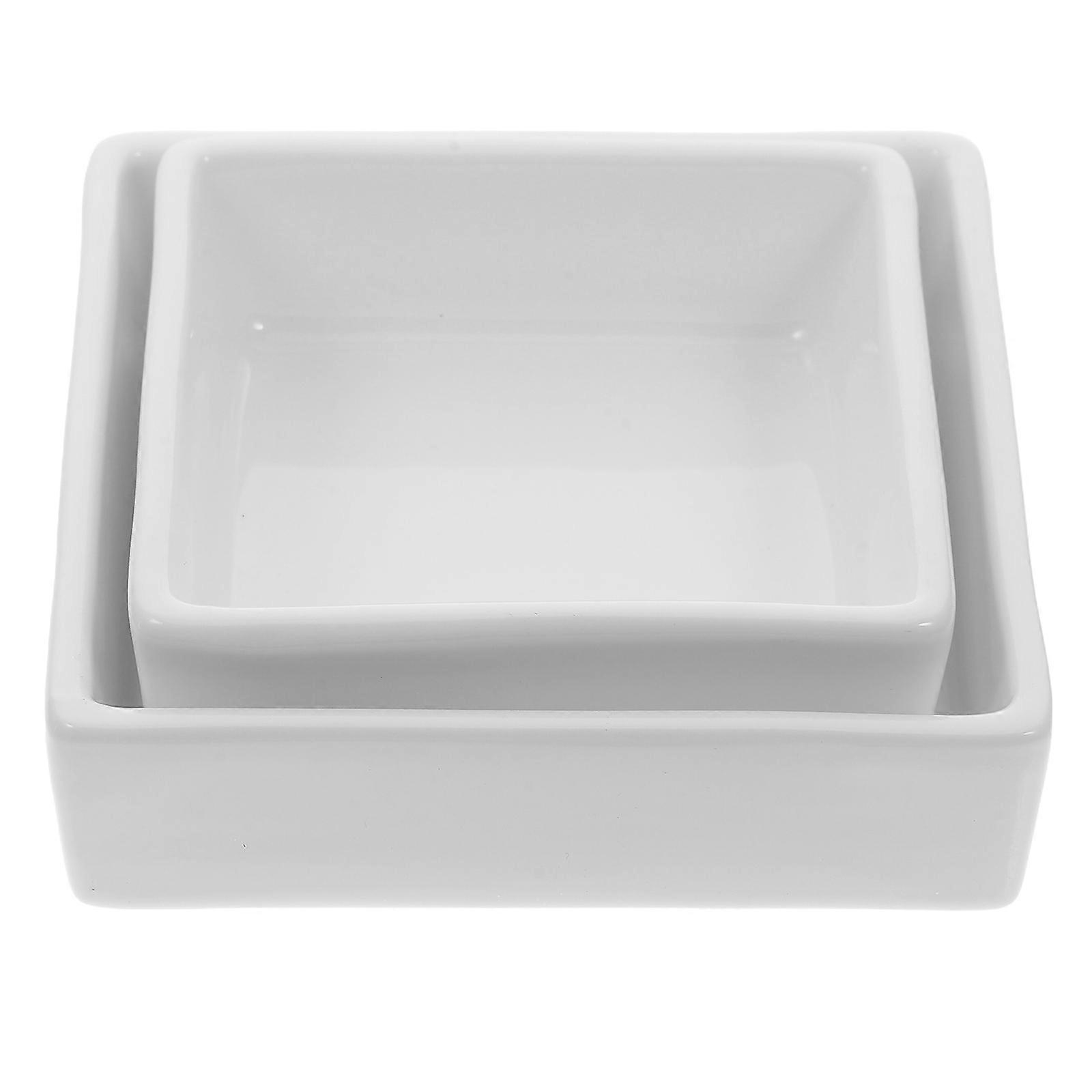 White Ceramic Dessert Bowls for Storage 2Pcs Square Serving Bowls