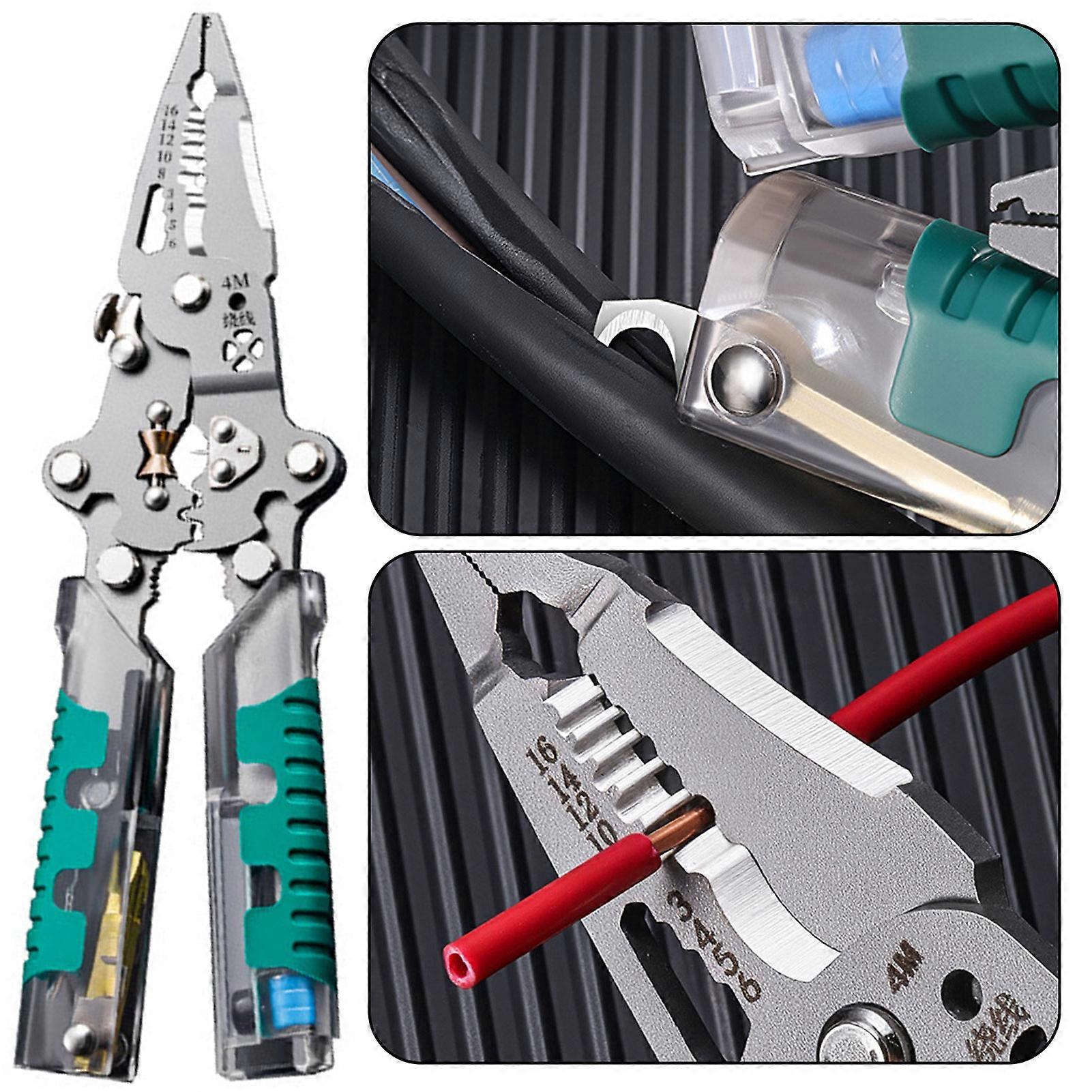 10-in-1 Electrician's Pliers with Voltage Detection - Needle Nose, Wire Stripping, Cutting & Testing Tool, Durable Heavy-Duty Construction