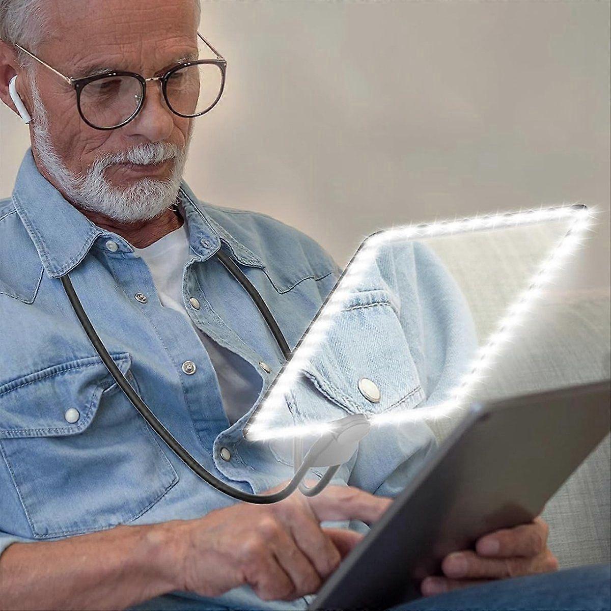 5X Hands Free Magnifying Glass with 50 LED Light,Gooseneck Page Magnifier for Senior Low Vision Reading,Repairing,Sewing