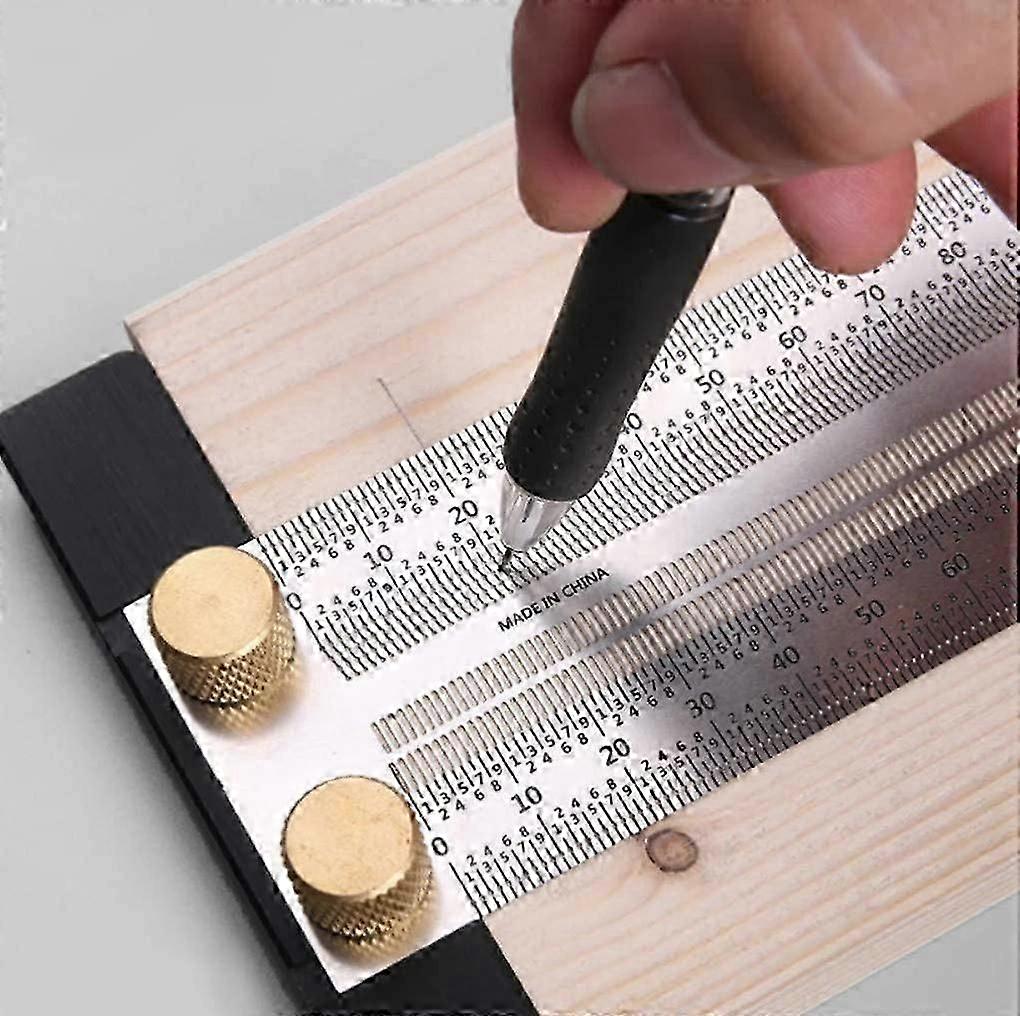 Woodworking marking T-ruler ultra precision, marking square ruler measuring tool, draft marking tool, woodworking measuring ruler with stopper (3