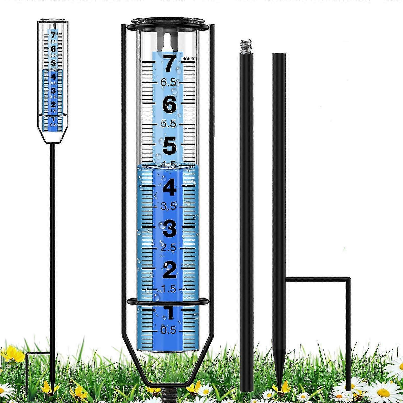 2025 Rain Gauge Upgraded, 7" Freeze Proof Thickened Rain Gauge, Large Clear Numbers and Adjustable Height for Garden,Yard,Patio,Farm