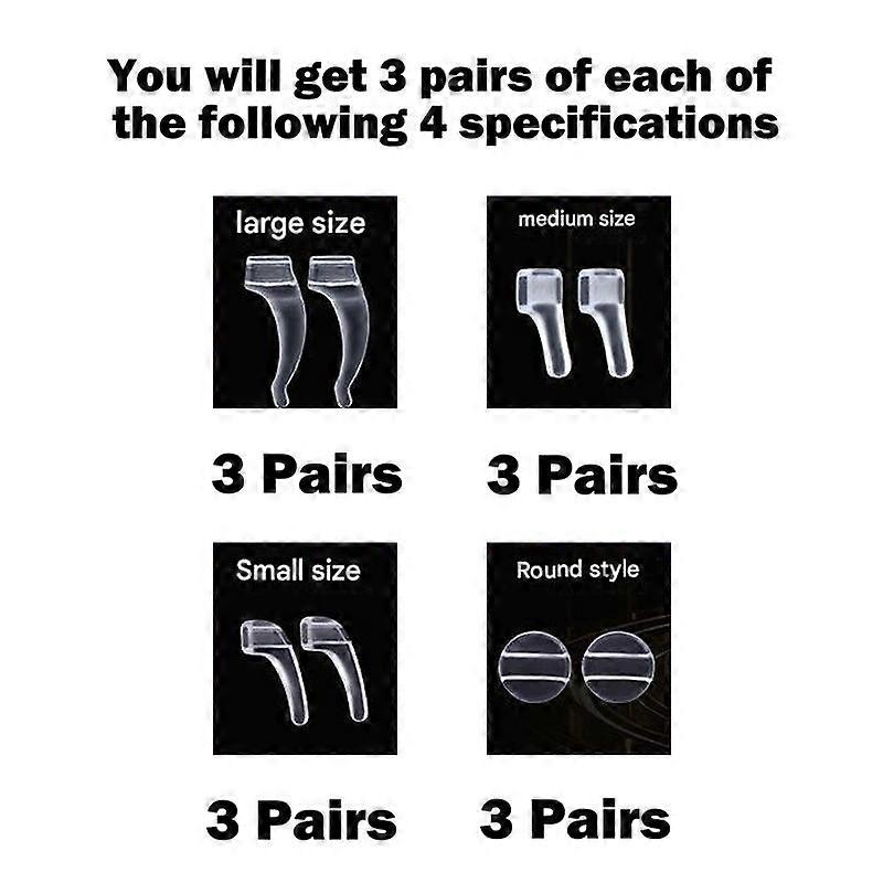 12 Pairs Silicone Glasses Ear Cushion,Glasses Comfort Pads,Glasses Anti-Slip Earmuffs,Ear Hooks,Ear Supports,Glasses Frame Accessories,Fixed