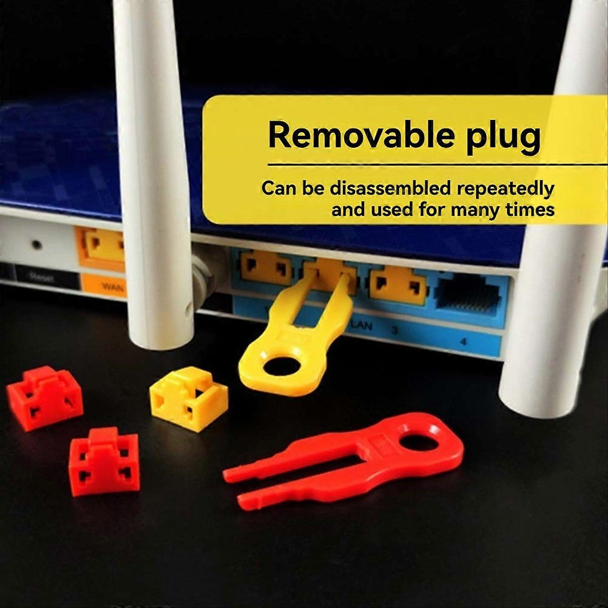 RJ45 Port Lock Kit with Key Ethernet Port Security Blocker,Blue