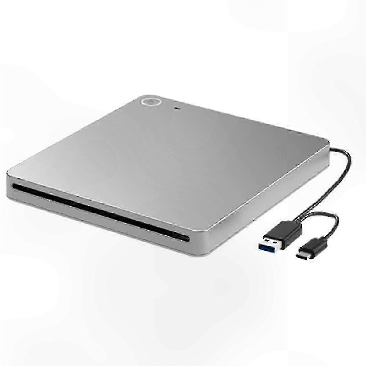 USB 3.0 and Type-C External CD DVD Drive for Laptop and PC, Portable Blu-ray Player for Optical Discs