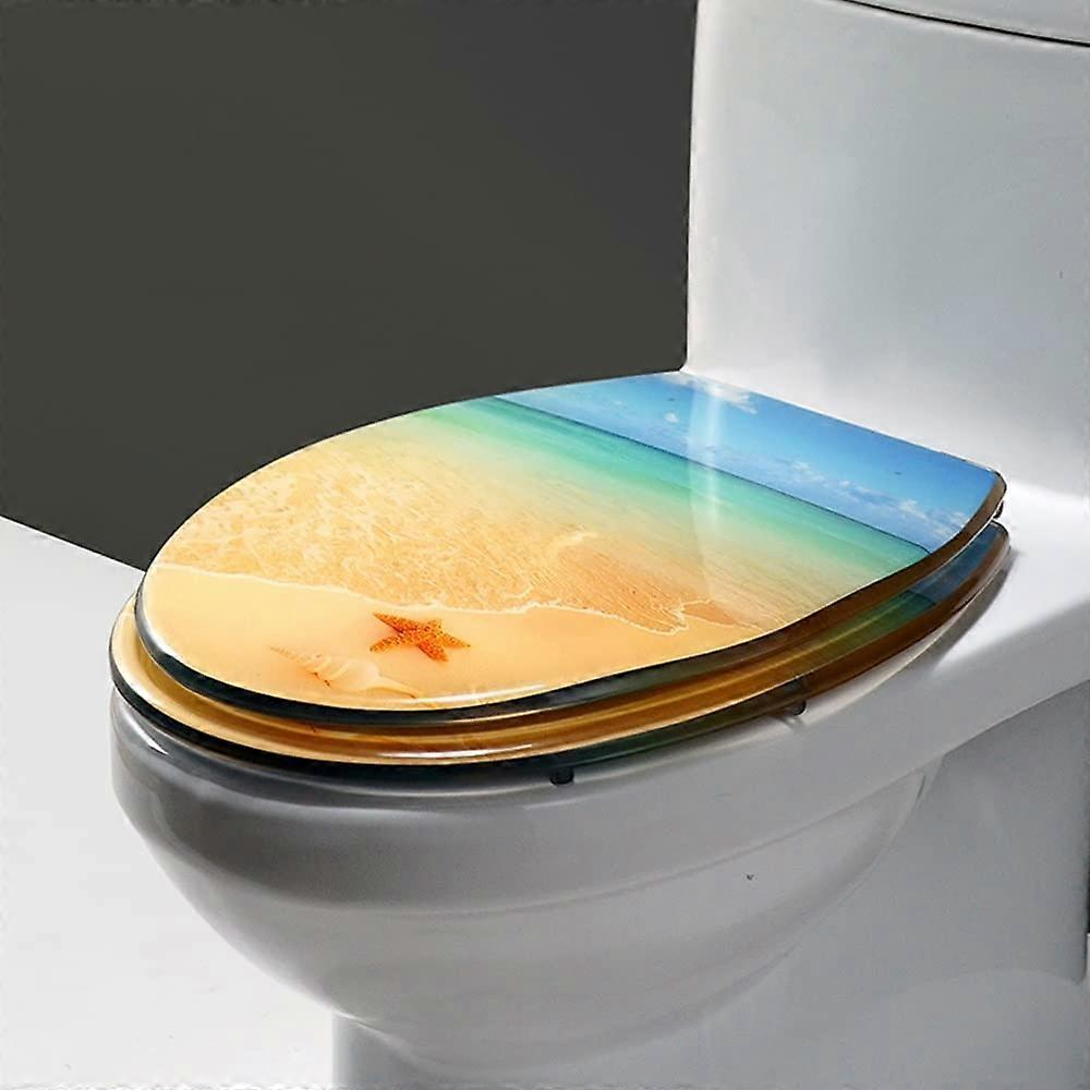 Elongated Soft Close Toilet Seat Marble Pattern Resin HeavyDuty Quiet Lid With NonSlip Seat Bumpers Easy Install Black