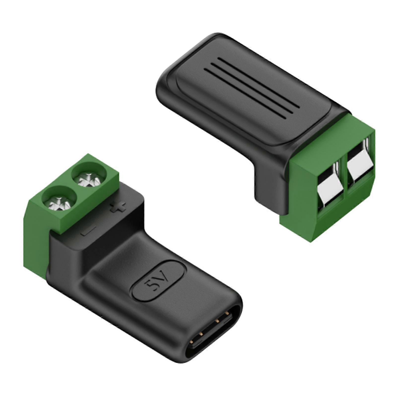 2PCS Type C 5V3A Quick Connecting Adapters Not Solder Green Terminal Suitable for Charging Phones Tablets Toys Fan Lamp Multicolor