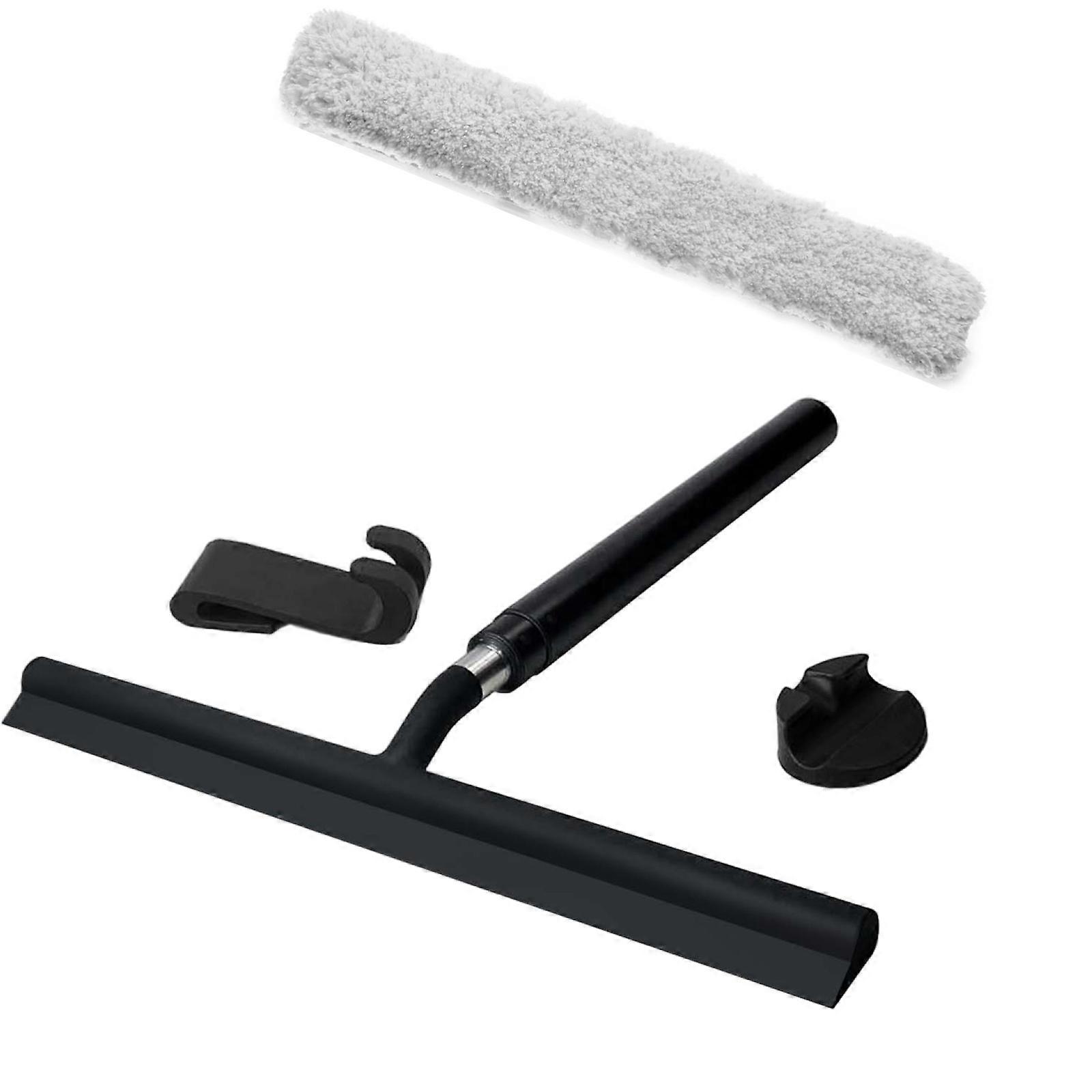 Extendable Silicones Squeegee With Telescopic Handle Cloth Cover and Hook For Shower Glass Tile Floor Mirror Cleaning Multicolor