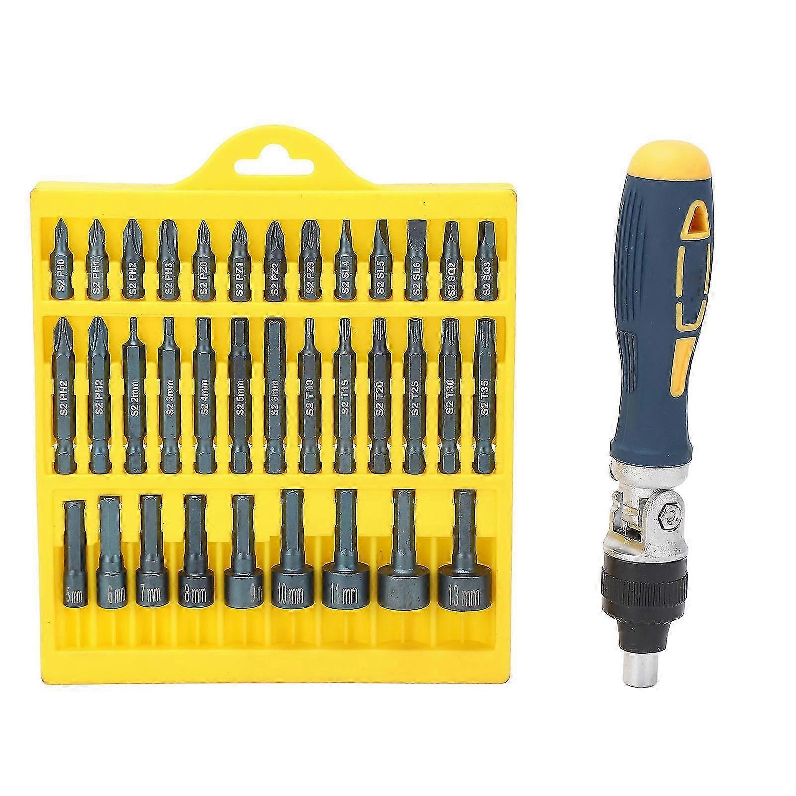 1/4 Inch Socket Ratchet Screwdriver Bit Set - 36Pcs Tool Kit for Mechanics