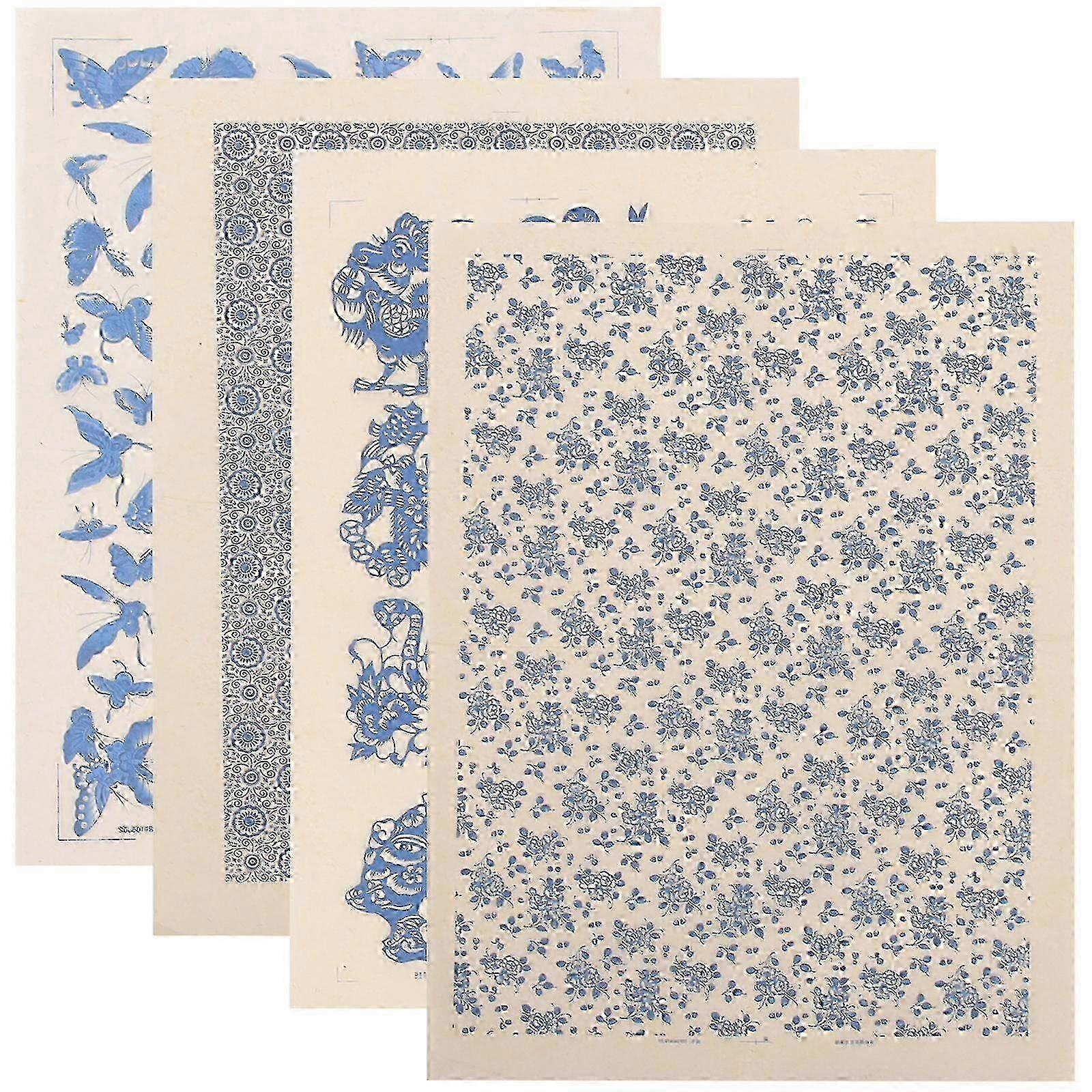 4 Sheets Clay Transfer Paper Decal High Temperature Underglaze Colored Paper