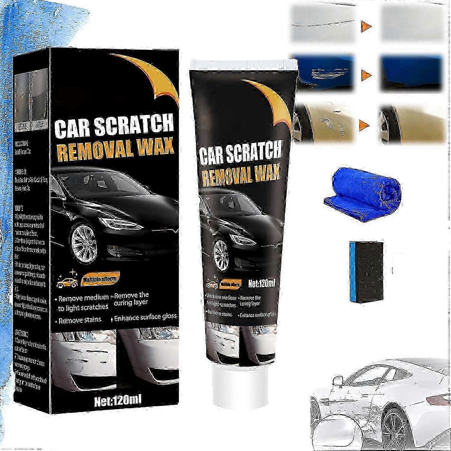 Scratch Repair Wax For Car,Car Scratch Repair Paste Polishing Wax, Car Scratch Remover Kit with Wipe & Sponge for Vehicles