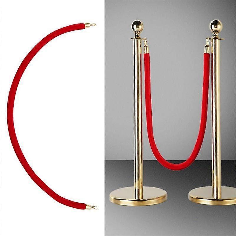 Velvet Crowd Control Rope Barrier For Stanchion Posts 60Inch Burgundy Rope With 0.5Inch Foam Core And Polished Hooks