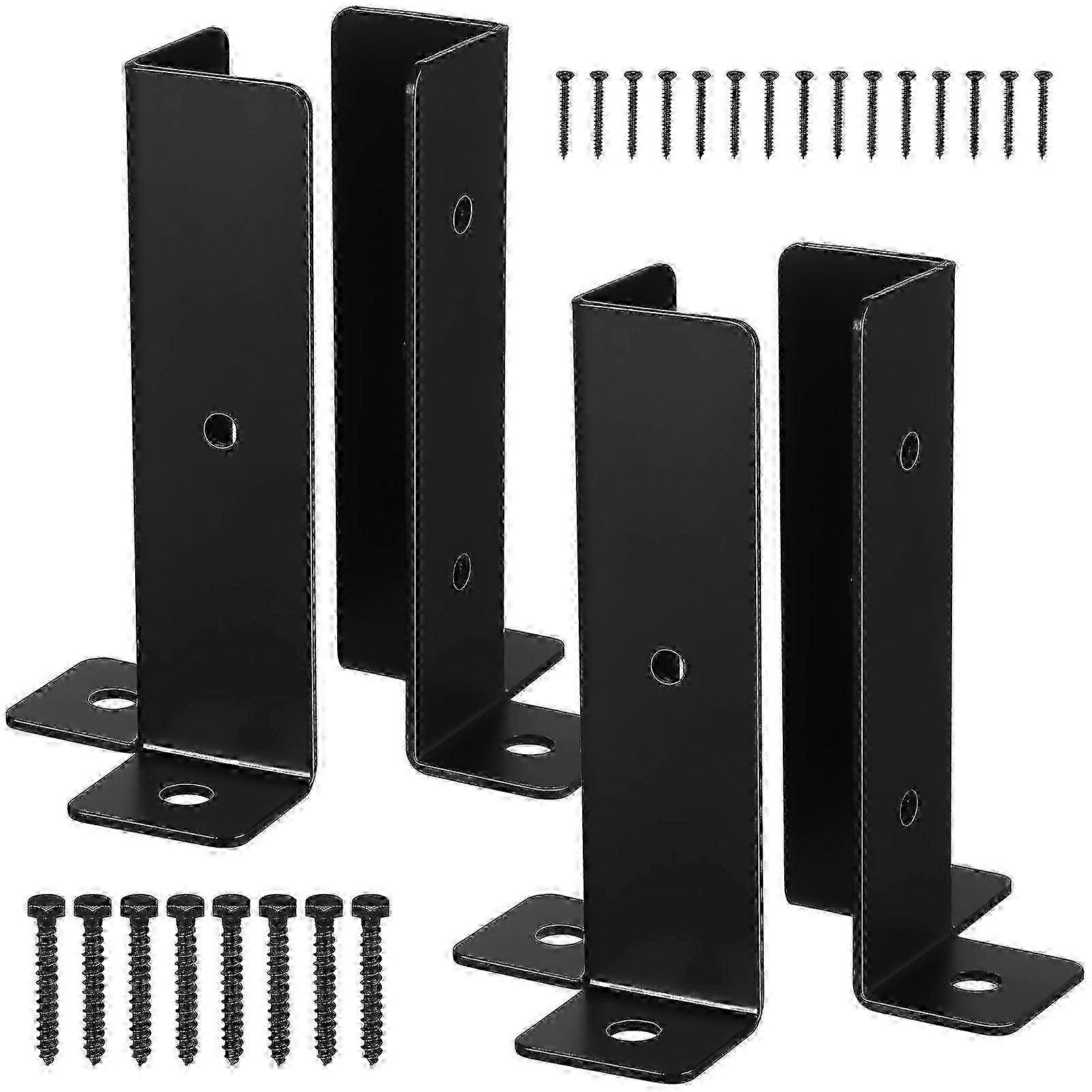 4pcs Post Base Brackets Deck Post Support Brackets Fence Post Base Porch Railing Post Holding Brackets