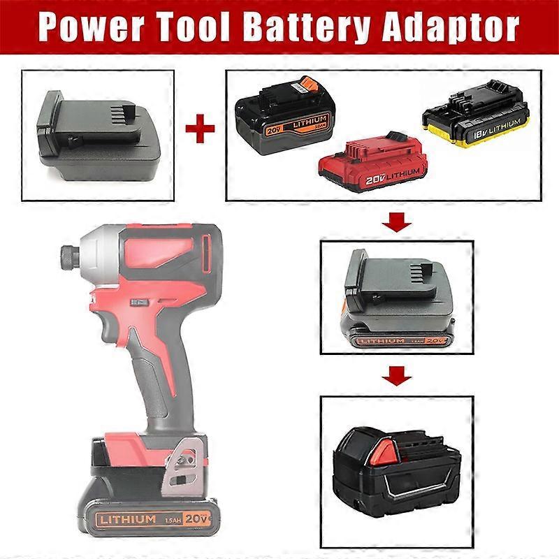 Adapter for Black Decker 20V Li-ion Battery Convert to for Milwaukee 18v Tool