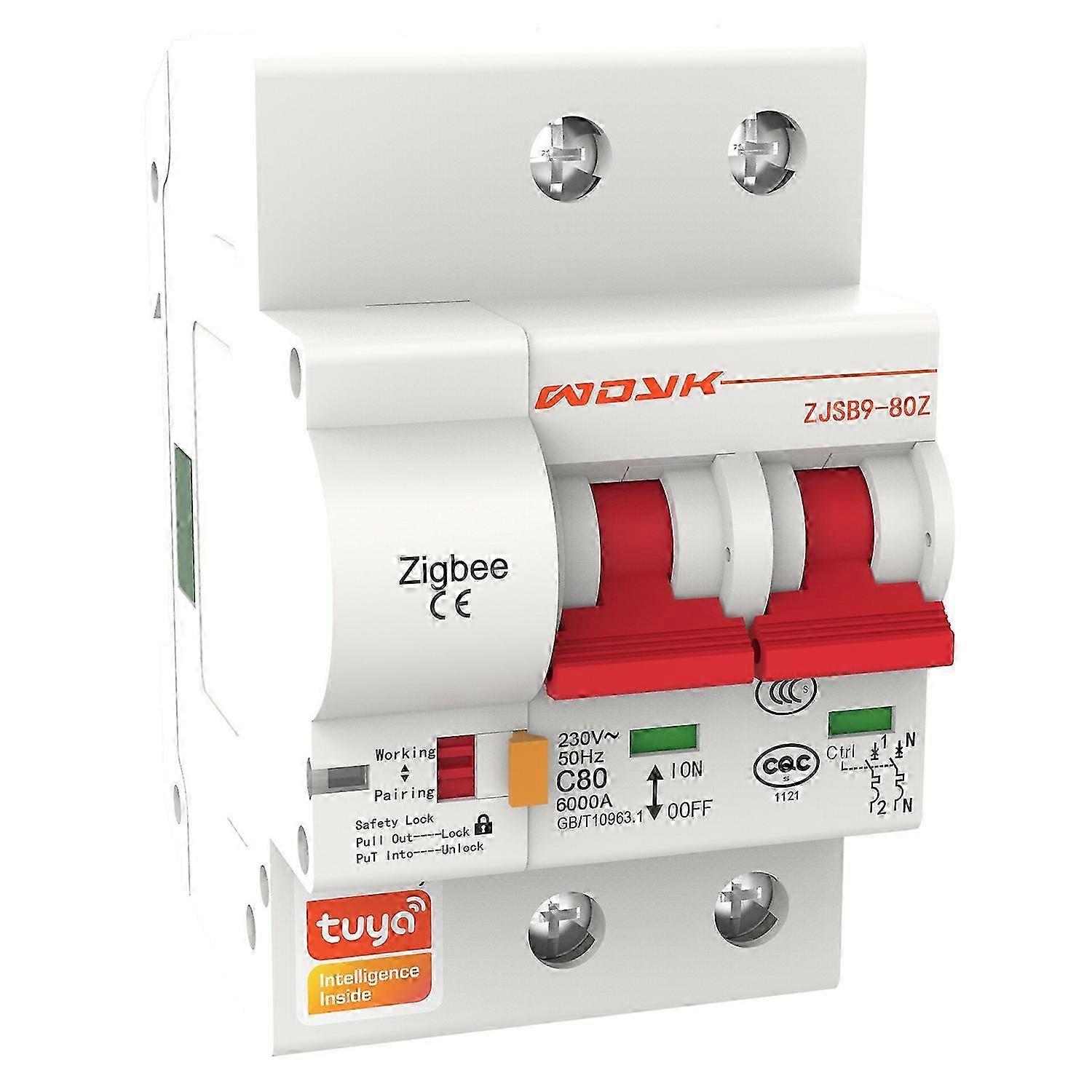 WDYK 10A - 80A 2P Tuya Zigbee Smart Circuit Breaker Remote Control Automatic Intelligent Interruptor SZRH
