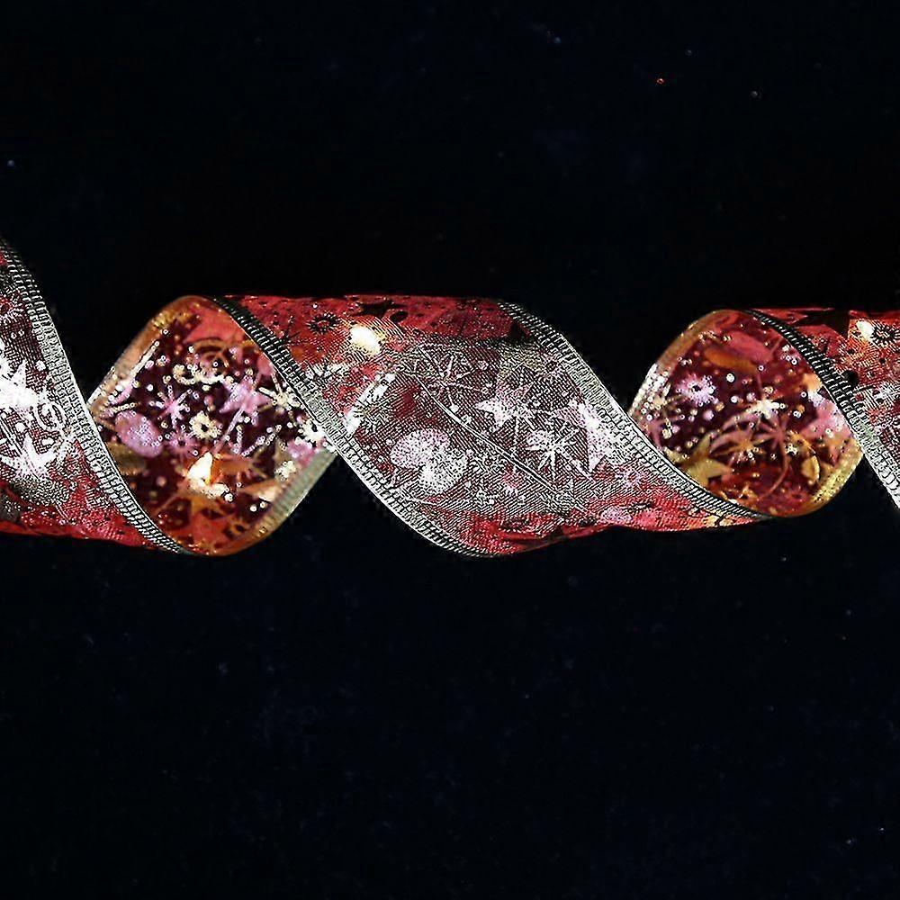 Christmas Ribbon Led Lights String Christmas Tree Decorations Gift Double Layer Glitter Ribbon