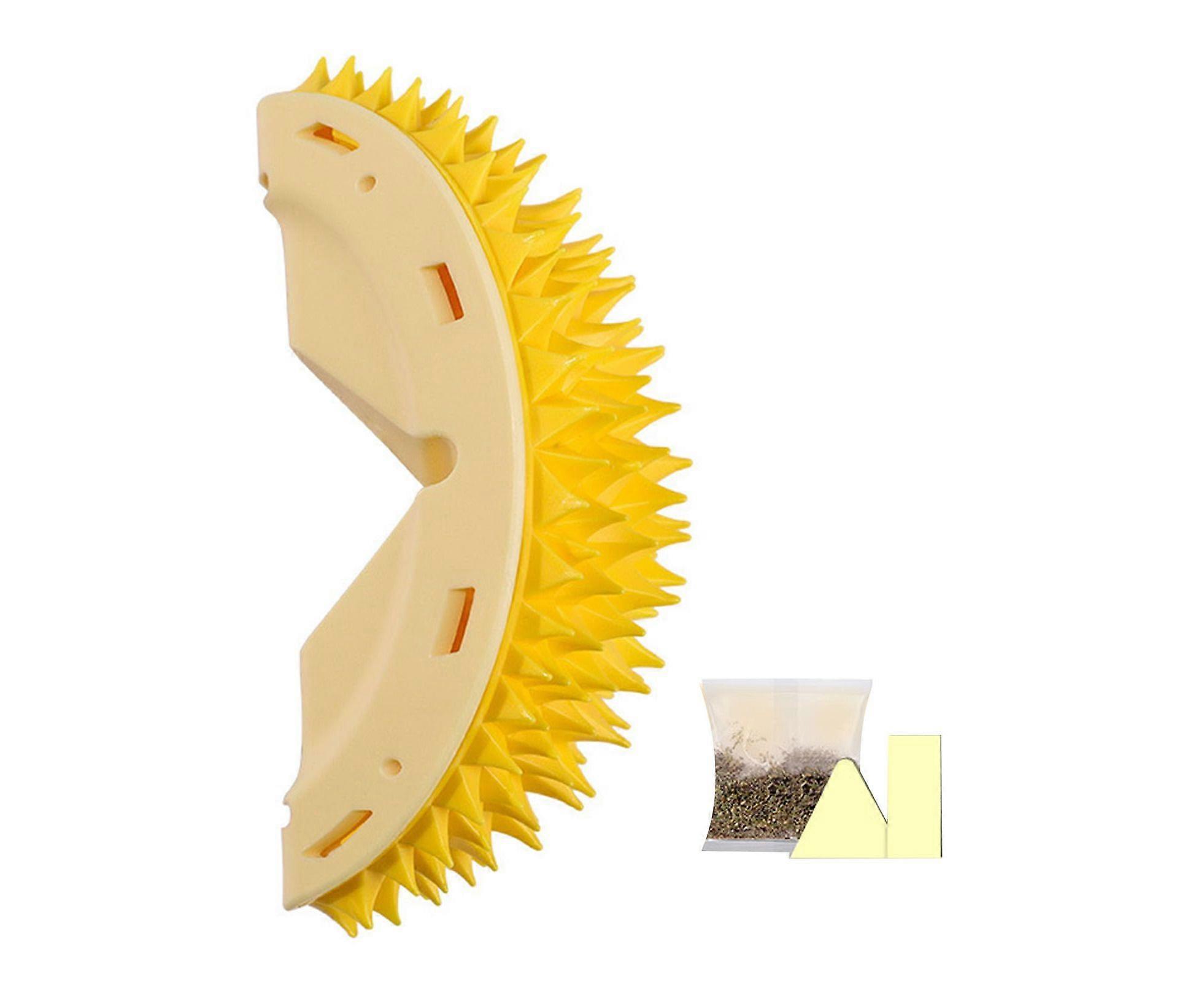 Cat Self Groomer Cute Durian Shape Durable ABS PVC Catnip Container Bright Color Cat Corner Scratcher for Home Wall