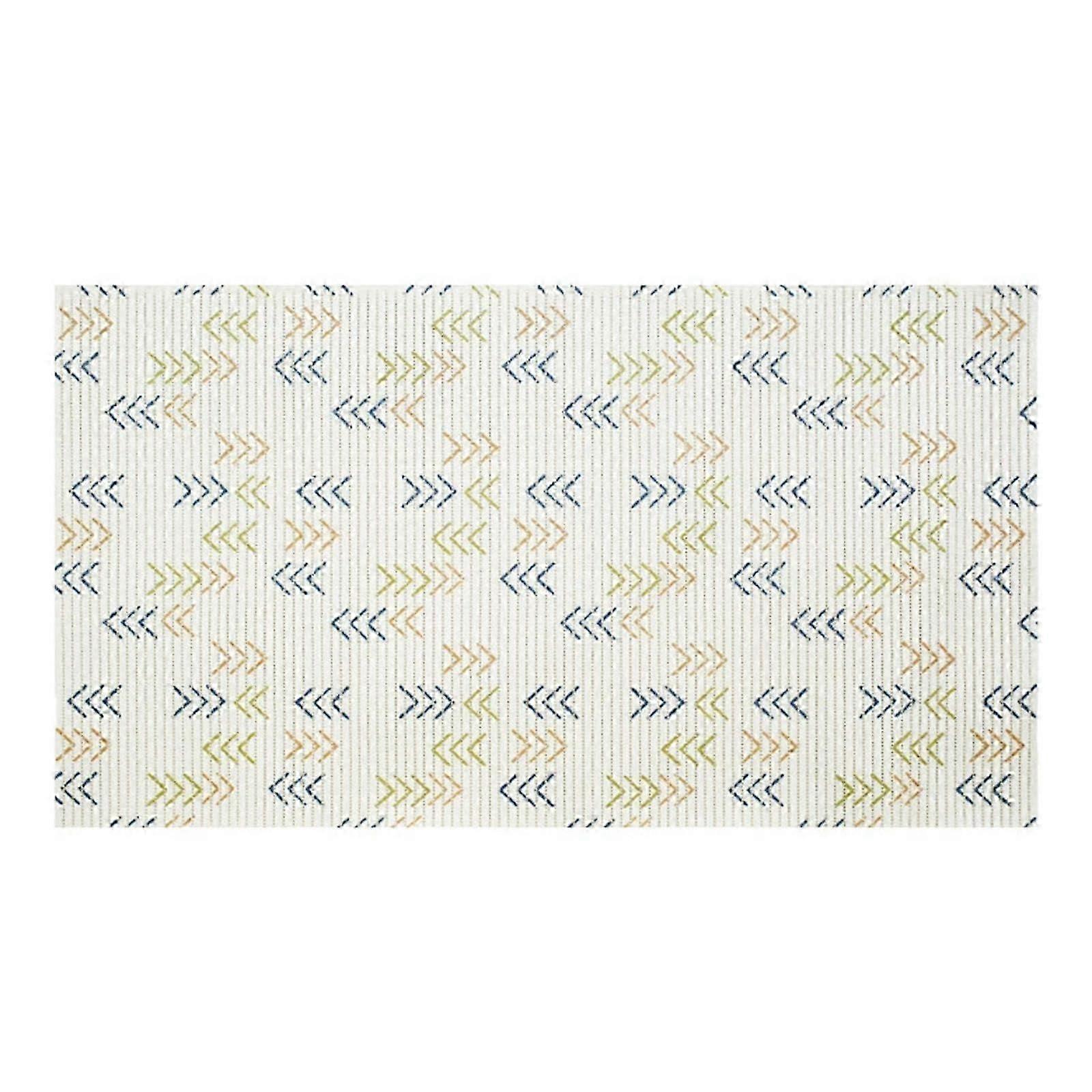 Pet Feeding Mat, Cat Placemat for Food and Water, Dog Bowl Mats for Floors,Suitable for Use with Multiple Pets, Rice White Colorful Strip