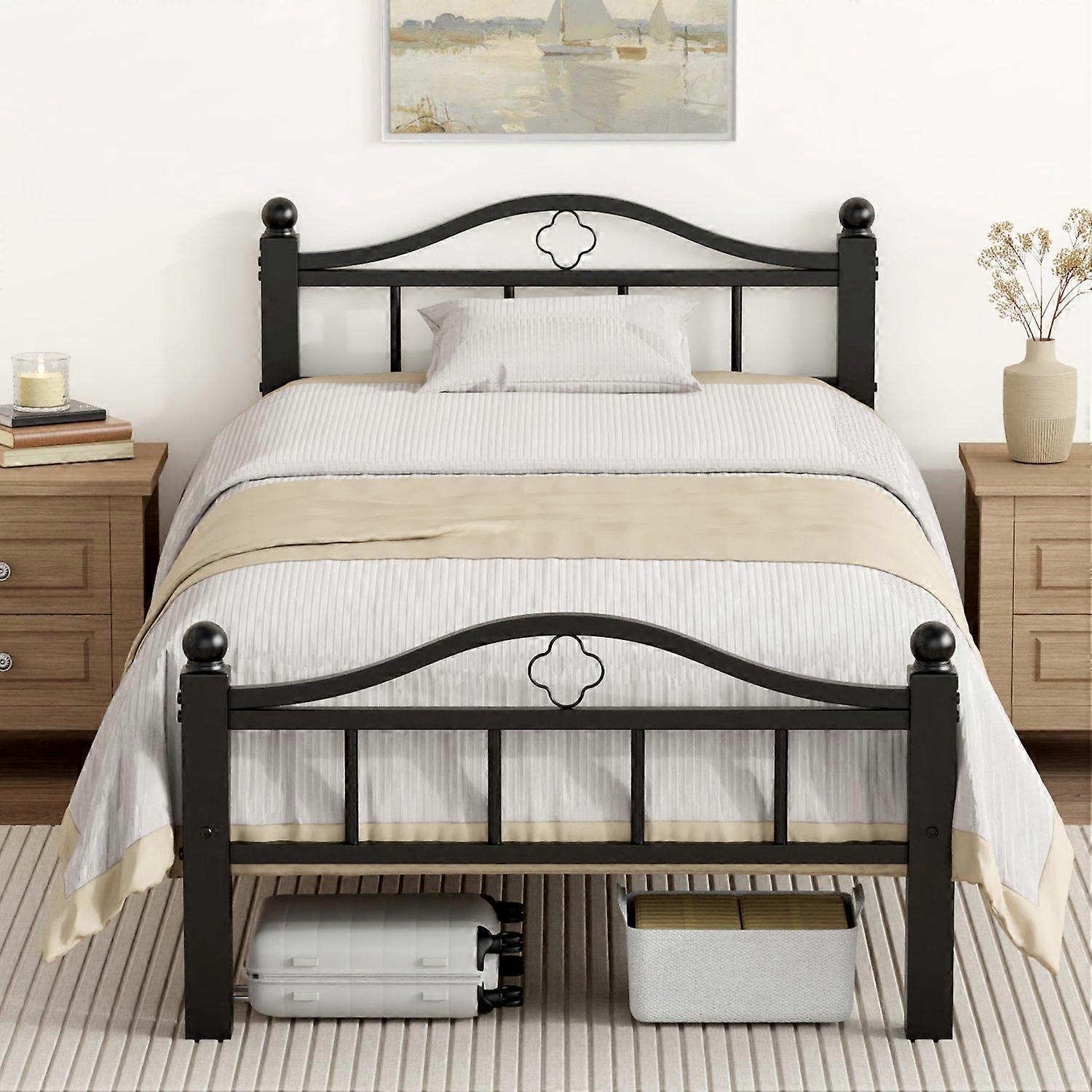 Twin Bed Frames, No Squeak Heavy-Duty 1500lbs Support & 12" Clearance Storage Tool-Free Setup in 30 